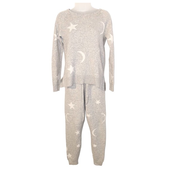 Ann Taylor Other - Ann Taylor S Woman's Grey White Wool Blend Star Moon Pullover Sweater Pant Set